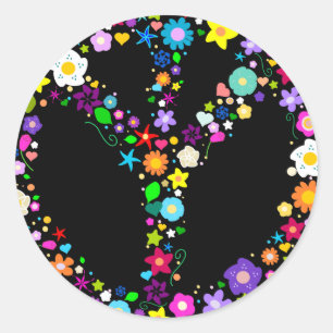 Umgekehrtes Friedenszeichen - da sein Erfinder Runder Aufkleber