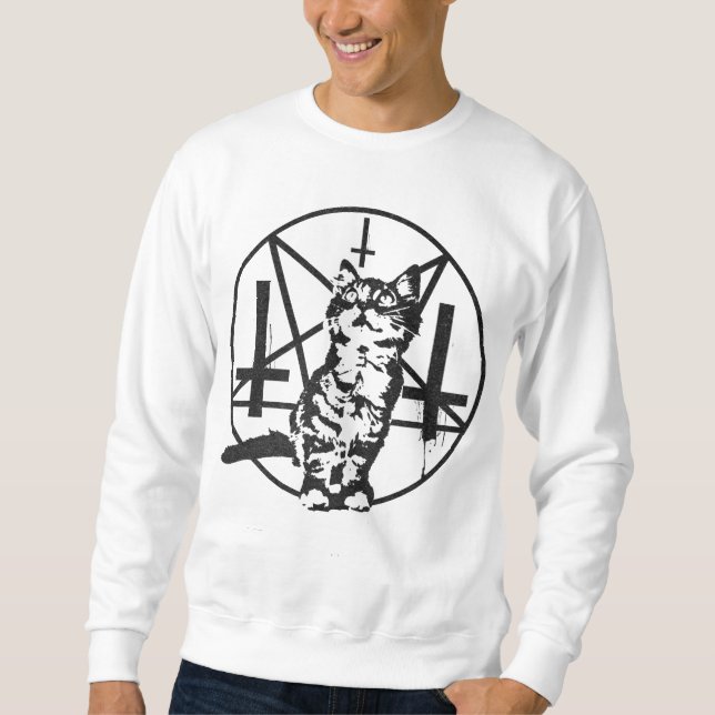Umgekehrtes Kreuz-u. Pentagram-Kätzchen-Sweatshirt Sweatshirt (Vorderseite)