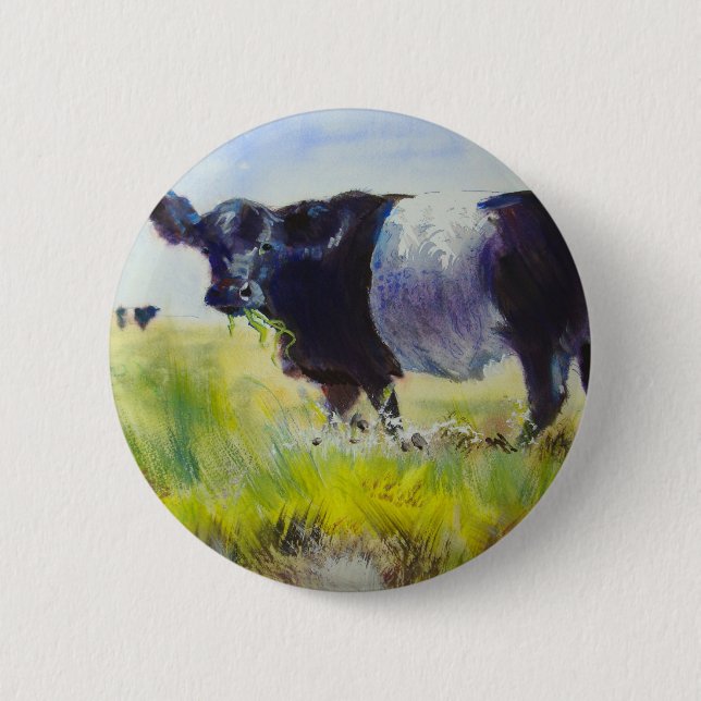 Umgeschnallte Galloway-Kuh-Malerei Button (Vorderseite)