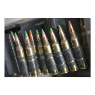 Umgeschnallte Kugeln für ein Gruppe M-249 Fotodruck