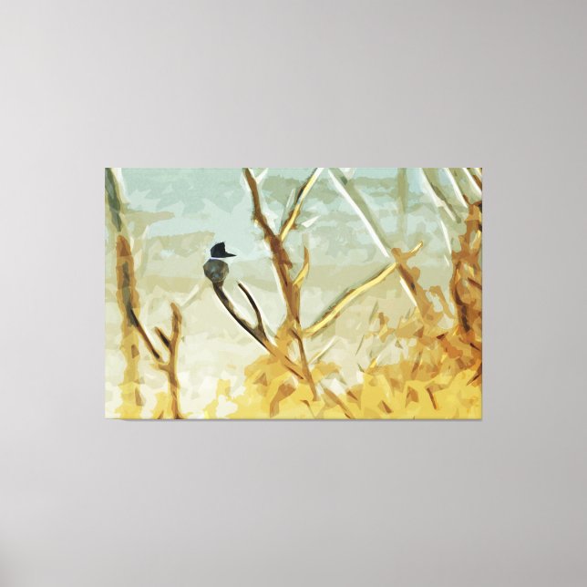 Umgeschnallter Eisvogel am Fluss-Rand abstrakt Leinwanddruck (Vorderseite)