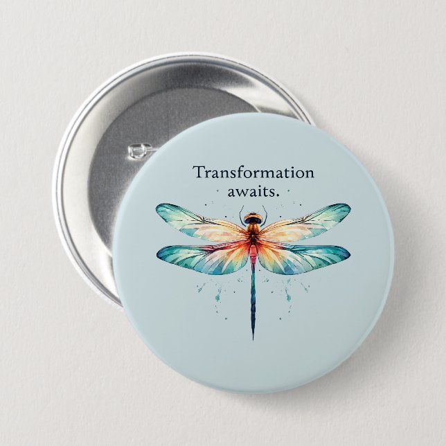 Umgestaltung erwartet - farbenfrohe Libelle Button (Vorne & Hinten)