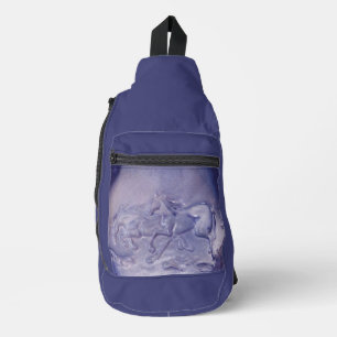 Umhängetasche - Laufende Pferde auf Blau Crossbody Bag