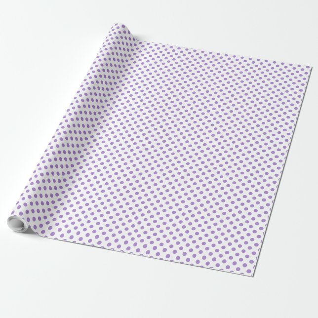 Umhüllung Papier Violet Polka Punkte auf weiß Geschenkpapier (Ungerollt)