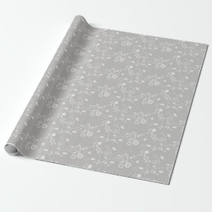 Umhüllung von Papier-Silber und Weißblumen Geschenkpapier