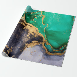 Umhüllungspapier aus grünem und goldfarbenem Marmo Geschenkpapier