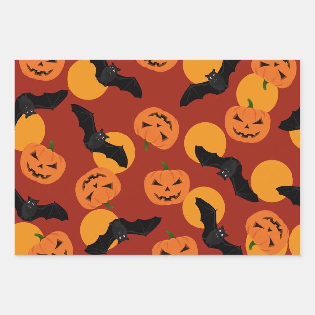 Umhüllungspapier mit Halloween-Muster Geschenkpapier Set (Vorderseite)