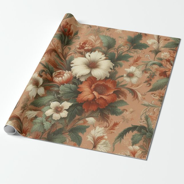 Umhüllungspapier - Orange, Creme, Moss Green Geschenkpapier (Ungerollt)