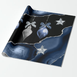 Umhüllungspapier rollt Weihnachtsblau/Silber Geschenkpapier