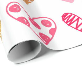 Umhüllungspapier - Rosa und goldene Herzen Geschenkpapier