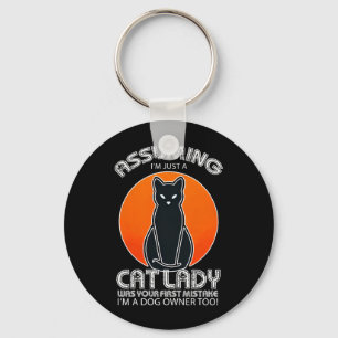 Uming Cat Lady Halloween _ Hund und schwarze Katze Schlüsselanhänger