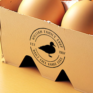 Umkarton für Ei, handgezeichnet Enten und runder l Permastempel