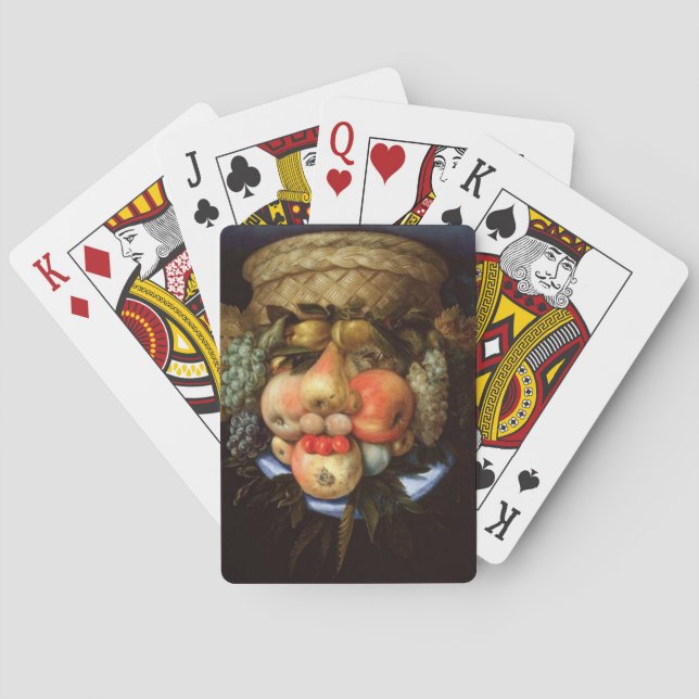 Umkehrbarer Kopf mit Obstkorb Spielkarten (Rückseite)