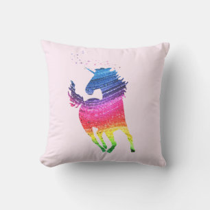Umkehrbarer Regenbogen Rosa Einhorn Kissen