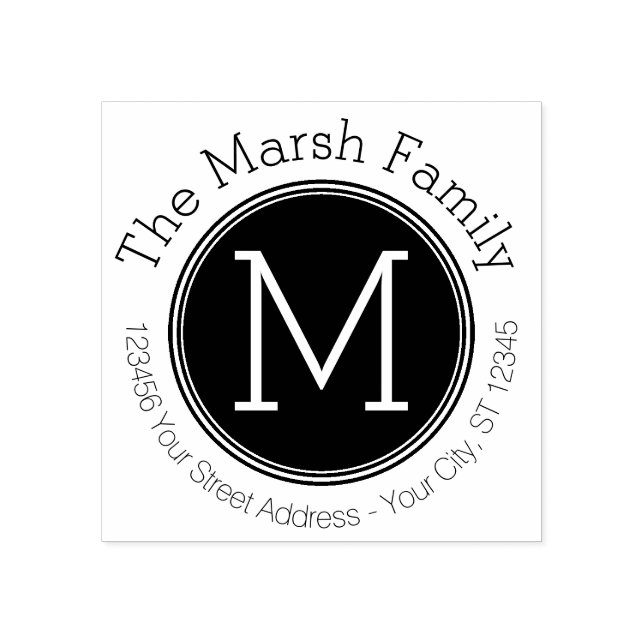 Umkehrmonogramm mit Name und Rücksendeadresse Gummistempel (Prägung)