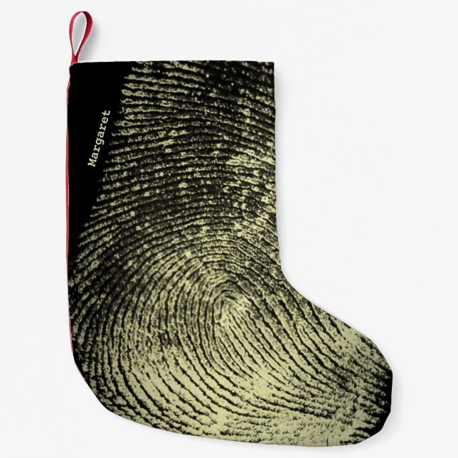 Umkehrte Loop Fingerprint Individuelle Name Crime  Kleiner Weihnachtsstrumpf (Vorderseite)