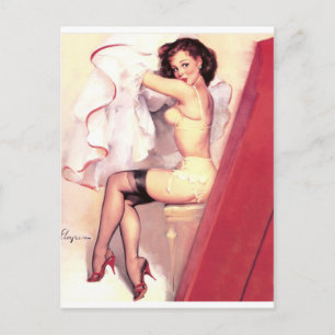 Umkleidekabine Pin Up Postkarte