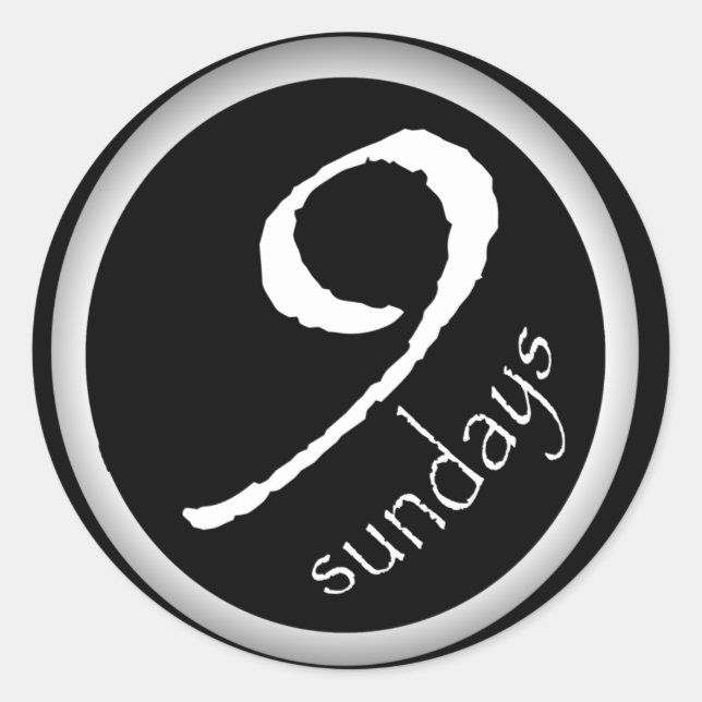 Umklingeln in schwarze runde Sticker (Vorderseite)