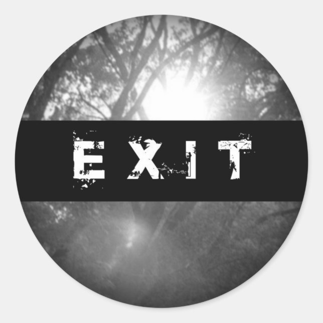 Umklingeln in schwarze runde Sticker (Vorderseite)