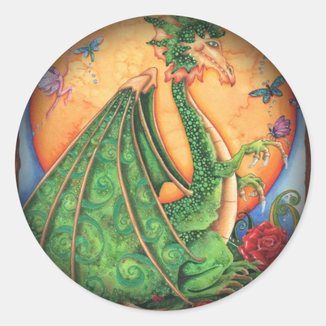 Umklingeln in schwarze runde Sticker (Vorderseite)