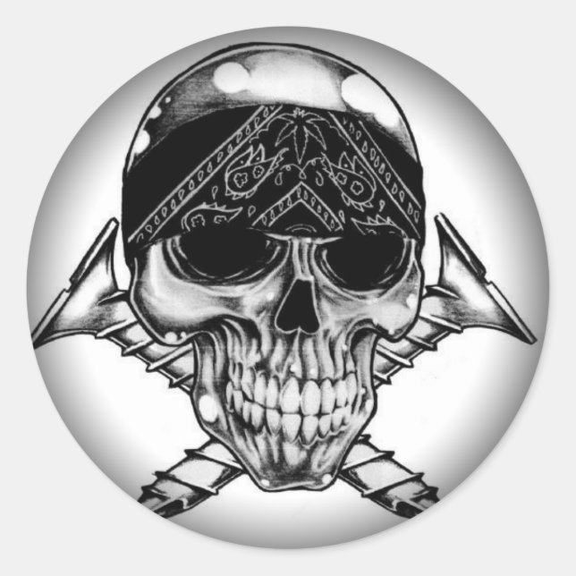 Umklingeln in schwarze runde Sticker (Vorderseite)