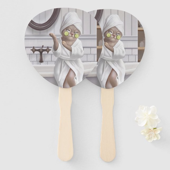 Umlademodus - Miss Meow in Bathrobe Fächer (Vorne und Hinten)