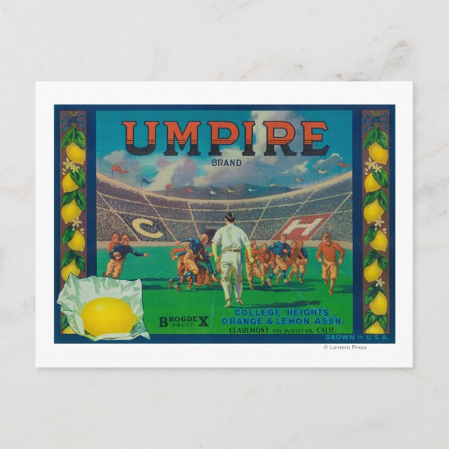 Umpire Lemon LabelClaremont, CA Postkarte (Vorderseite)