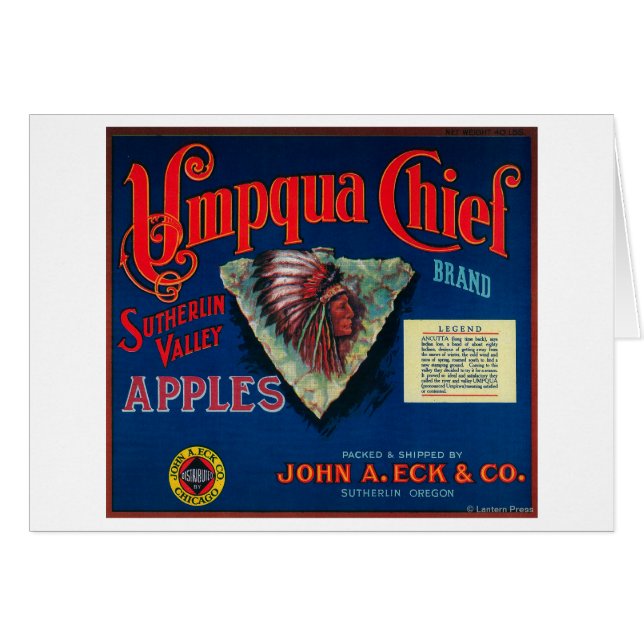 Umpqua Chief Apple Crate LabelSutherlin, OR (Vorderseite (Horizontal))
