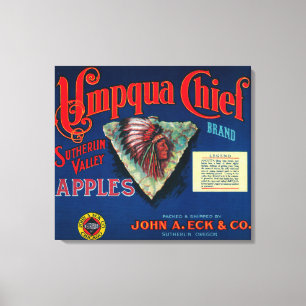 Umpqua Chief Apple Crate LabelSutherlin, OR Leinwanddruck