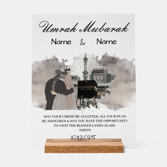 Umrah Mubarak Geschenk Acrylschild (Vorderseite)