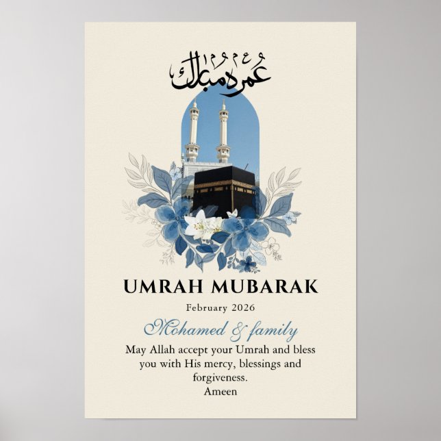 Umrah Mubarak Personalized Islamic Wall Art Poster (Vorne)
