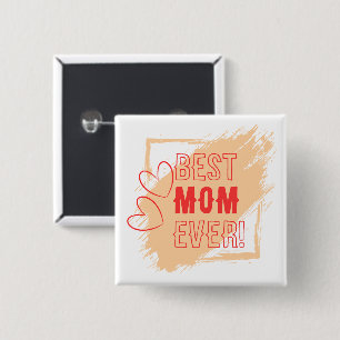Umrandete rote Herzen Beste Mama Button