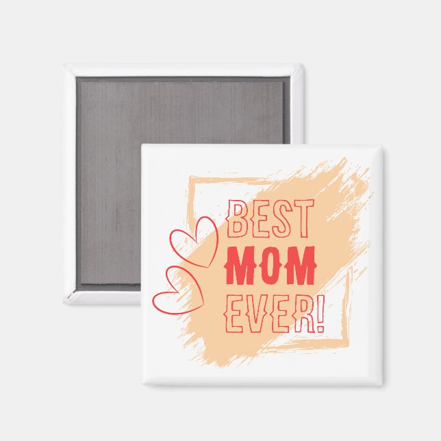 Umrandete rote Herzen Beste Mama Magnet (Vorderseite/Rückseite)