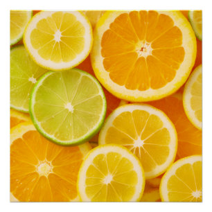 Umrandetes Plakat Zitrusfrüchte - Zitrone, Orange Poster