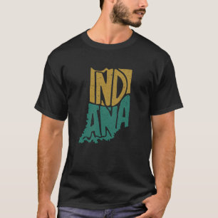 Umriss der Vintage-Indiana-Staatskarte mit Abnutzu T-Shirt