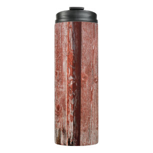 Umriss einer alten bemalten Holzwand. Hintergrund Thermosbecher