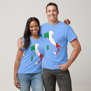 Umriss Italiens mit gleichmäßigem Rot Weiß Blau T-Shirt