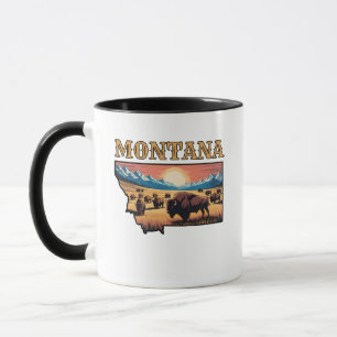 Umriss von Montana Tattoo Bison & Berge Tasse