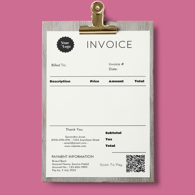 Umsatzerlöse für Schwarz-Weiß-Geschäfte (Modern Invoice Sales Receipt Small Business)