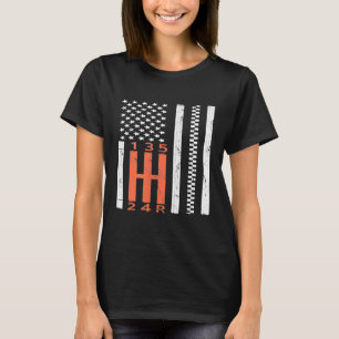 Umschalt-Amerikanische Flagge manueller Übertragun T-Shirt