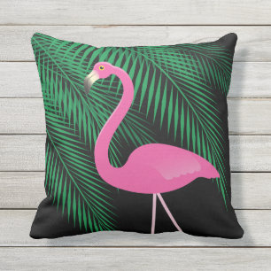 Umschaltbares rosa und schwarzes Flamingo-Kissen 2 Kissen Für Draußen