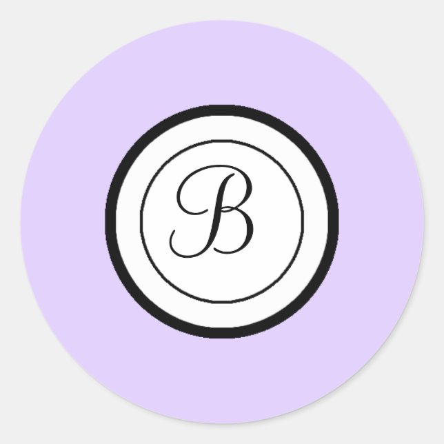 Umschlag Aufkleber-Aufkleber für Lavendel, Monogra Runder Aufkleber (Vorderseite)