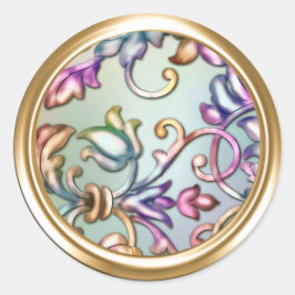 Umschlag Aufkleber aus Gold und Regenbogen