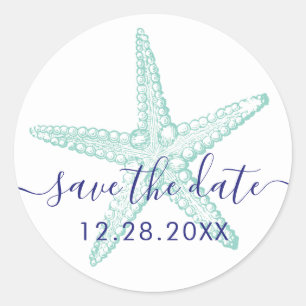 Umschlag Aufkleber Blue Aquamarin Starfish Beach H