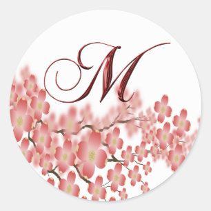 Umschlag Aufkleber Blütendogwood M Monogram Weddin