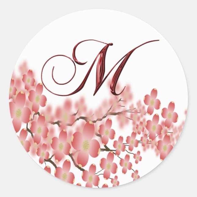 Umschlag Aufkleber Blütendogwood M Monogram Weddin (Vorderseite)