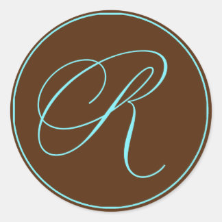 Umschlag Aufkleber Chocolate Blue Monogram Wedding