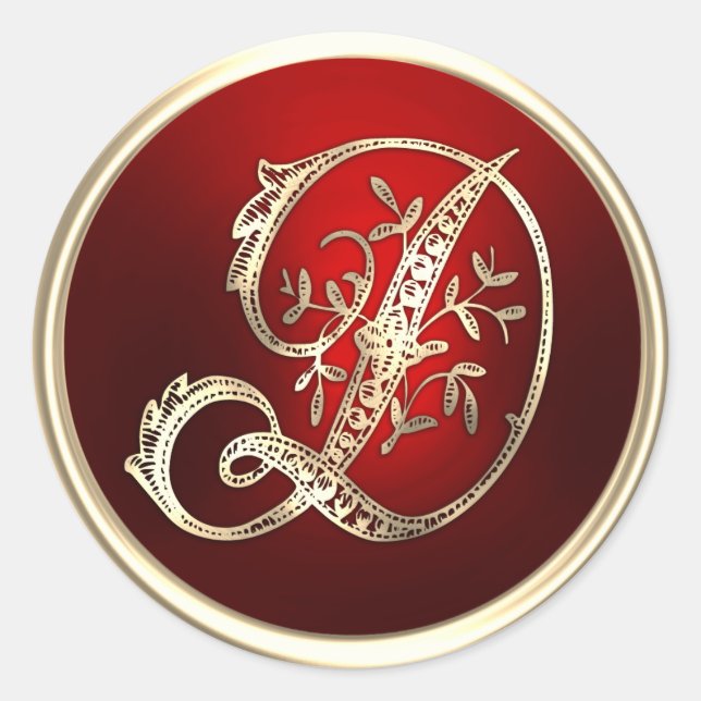 Umschlag Aufkleber D mit Gold und Rot (Vorderseite)