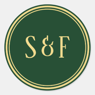 Umschlag Aufkleber für Green und Gold Monogram