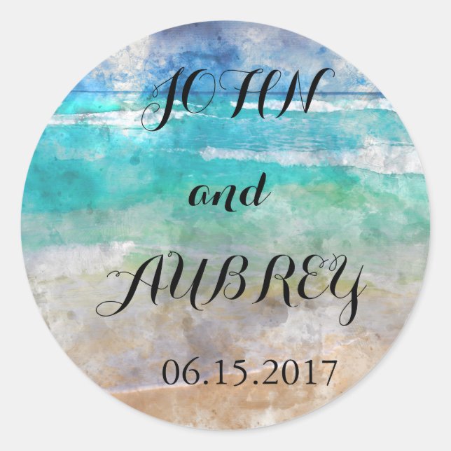 Umschlag Aufkleber für Hochzeiten am Strand oder i (Vorderseite)